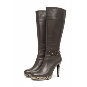 👢 Charles David Dark BrownLeather Knee High Boots 6.5